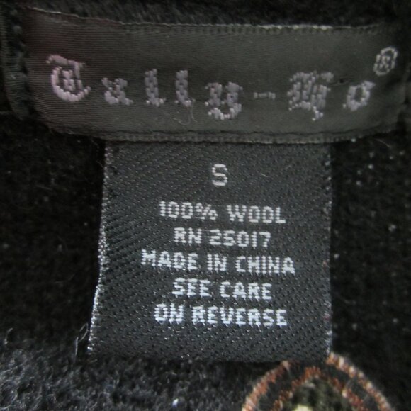 Tally Ho Womens S Black Boiled Wool Floral Full Zip Long Sleeve Jacket Cardigan - Picture 8 of 16